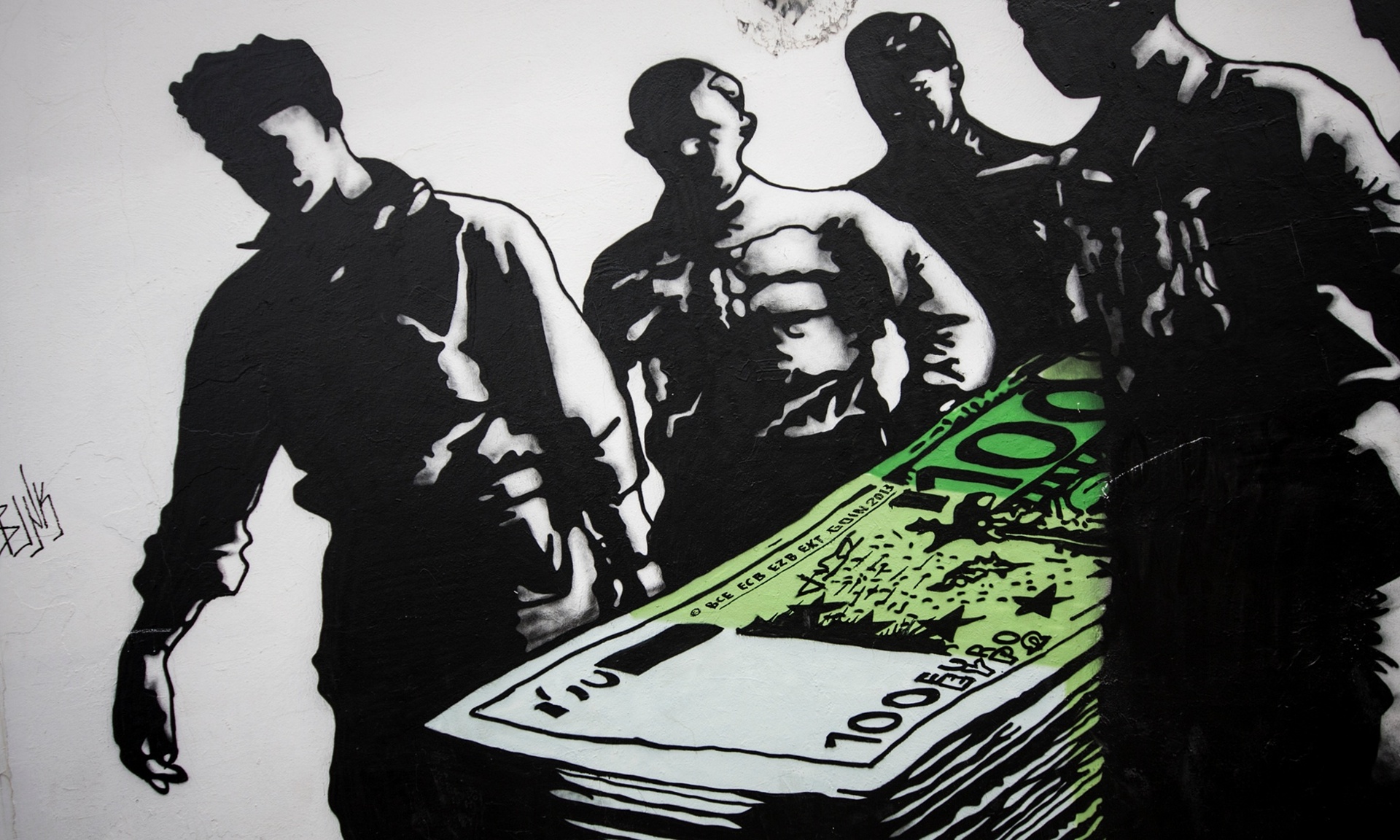 Stack of euros depicted as a coffin. Photograph: Socrates Baltagiannis/dpa/Corbis