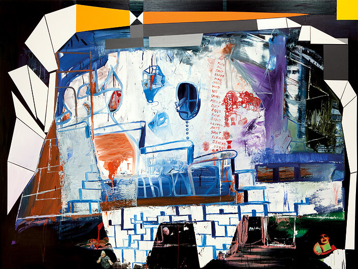 Gareth Sansom A forensic possibility, 2010; Oil, enamel and collaged digital photographs on linen; 183 x 244 cm; enquire