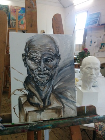 Rivkeh's oil painting in progress