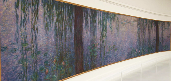 tree trunks Monet water lilies