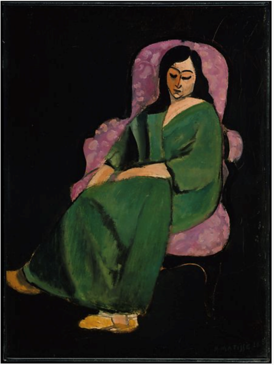 Henri Matisse, Laurette in a Green Robe, Black Background