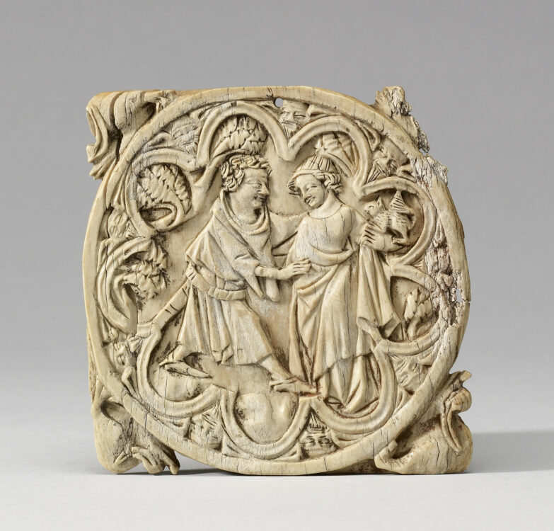 Mirror Case with Lovers, French, mid-14th century via The Walters Art Museum, Baltimore, MD.