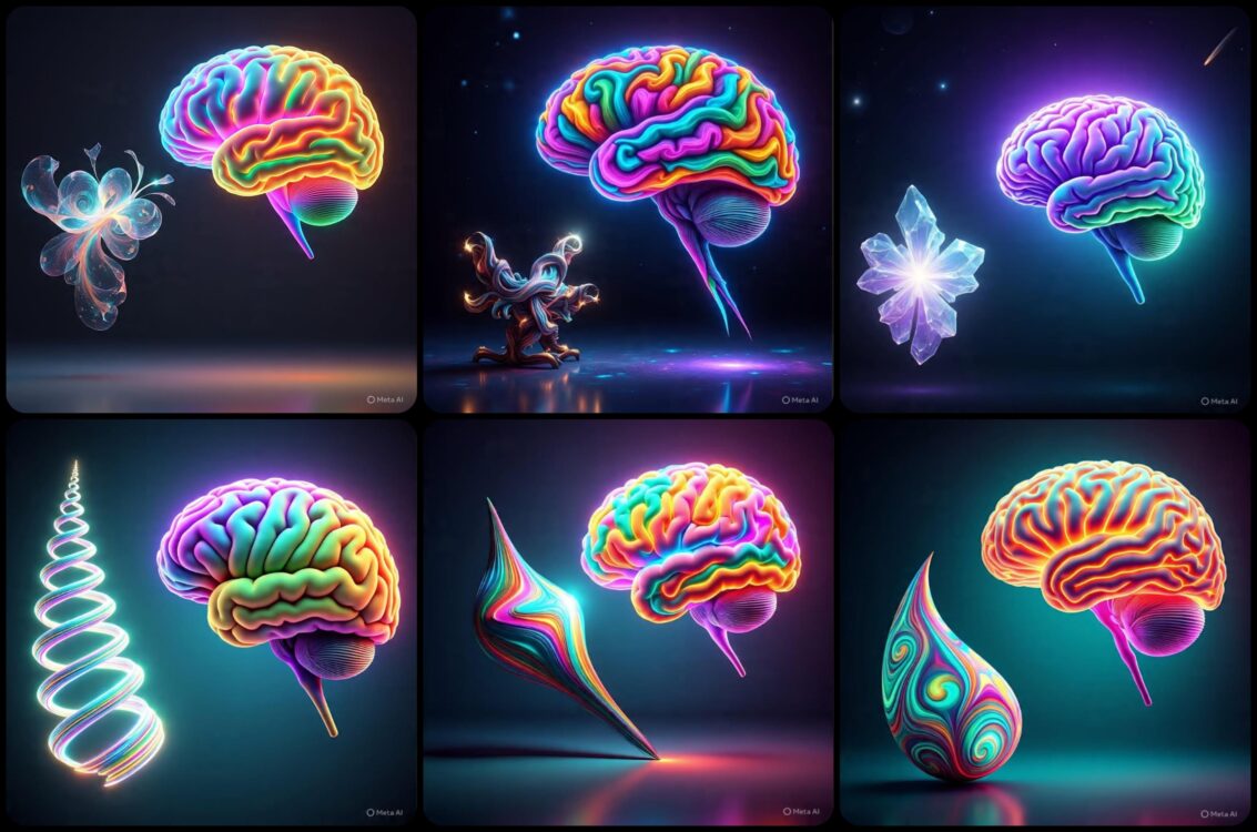 Images created with Meta AI for discussions on the effects of art on the brain.